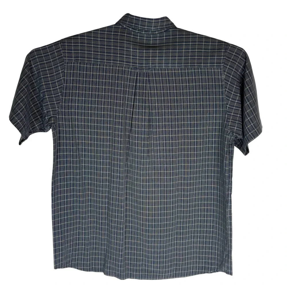 The North Face Mens XL Blue Plaid Short Sleeve‎ Button Down Shirt Modal Blend